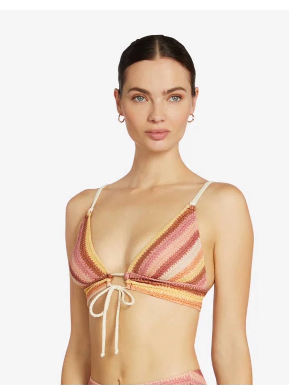 Robin Piccone Crochet Striped Knit Bikini - LARGE TOP, SMALL BOTTOM